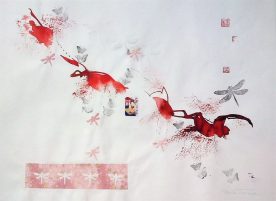 Buscando el rítmo de una rama de cerezo 40x31